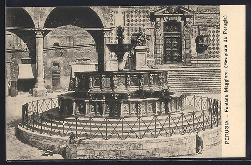 Ansichtskarte perugia fontana - ansichtskarte, perugia,