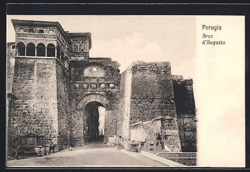 Ansichtskarte perugia arco - ansichtskarte, perugia,