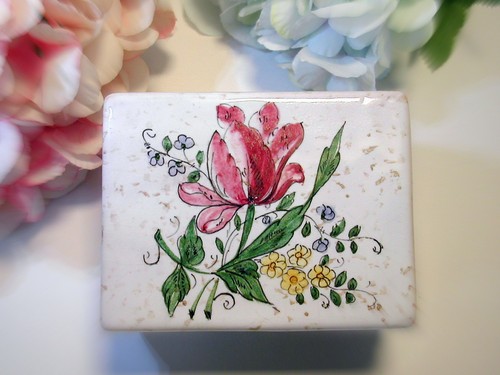 Keramik deckeldose floral - deckeldose,